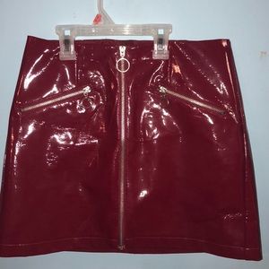 Red pleather skirt